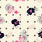 Retro Blooming hibiscus flower mix with geometric daisy minimal