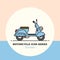 Retro blue scooter icon design.