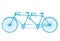 Retro blue silhouette tandem bicycle isolated on a white