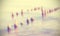 Retro blurred wooden posts photo.