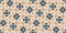 Retro boho geometric kaleidoscope scarf border pattern background. Colorful vintage azulejos effect ribbon edge trim