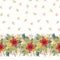 Retro Bold Colorful Tropical Exotic Foliage, Hibiscus Floral Horizontal Vector Seamless Border and Pattern.