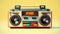 Retro Boombox On Yellow Background: A Colorful And Skillful Design