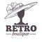 Retro boutique logo with vintage hat on mannequin head