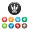 Retro bowling league icons set color