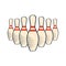 Retro bowling pins isolated on white background