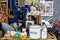 Retro bric-a-brac on market stall