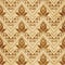 Retro brown cork texture grunge seamless background triangle aboriginal cross dot line flower