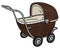 The retro brown wicker stroller