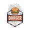 Retro Burger joint. Vintage fast food illustration. Logo cheeseburger design.