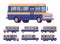 Retro bus orange-blue set