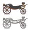 Retro cab or vintage carriage, medieval chariot