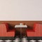 Retro cafe interior. 1950s American style diner.