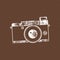 Retro camera icon. Old poster template. Isolated on grunge halftone background. Photography vintage design for t shirt