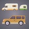 Retro camper trailer collection. car trailers caravan. tourism.