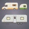 Retro camper trailer collection. car trailers caravan. tourism.