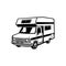 retro camper van, snail camper illustration vector