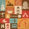 Retro camping icons set. Vector icons