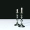 Retro Candelabra on Marble Desk in Black Interior