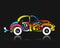 Retro car, abstract painted silhouette for your design