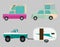 Retro car icon set. Wagon, trailer