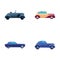 Retro car icons set cartoon vector. Various vintage automobile