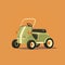 Retro Car Illustration On Orange Background - Playful Character Design