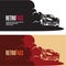 Retro car race banner, retro style sports car vector silhouette
