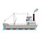 Retro cargo steamship in cartoon style on white background