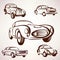 Retro cars collection design elements