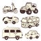 Retro cars icons set