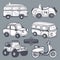 Retro cars icons set