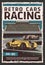 Retro cars on race track, motorsport