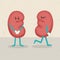 Retro cartoon of 2 kidneys