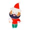 retro cartoon of a bearded man with clipboard and pen wearing santa hat