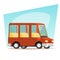 Retro Cartoon Car Family Travel Van Icon Modern