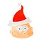 retro cartoon of a curious bald man wearing santa hat