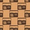 Retro cartoon doodle radio drawing over brown background. vextor seamless pattern