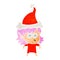 retro cartoon of a elf girl staring wearing santa hat