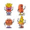 Retro Cartoon Fast Food Groovy Characters. French Fries, Hotdog, Burger And Pizza Slice Exude Vibrant Energy