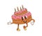 Retro cartoon groovy birthday cake character