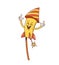 Retro cartoon groovy firework rocket character