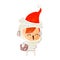 retro cartoon of a happy spacegirl holding moon rock wearing santa hat