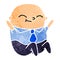 retro cartoon of kawaii bald man