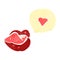 retro cartoon licking lips with love heart