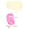 retro cartoon pink monster talking