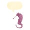 retro cartoon seahorse with speech bubble