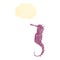 retro cartoon seahorse with thought bubble