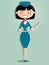 Retro cartoon stewardess