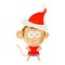 retro cartoon of a surprised monkey wearing santa hat